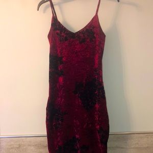 Velvet red shirt dress